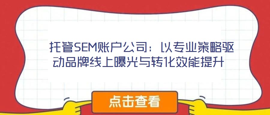 托管SEM賬戶公司:以專業(yè)策略驅(qū)動品牌線上曝光與轉(zhuǎn)化效能提升