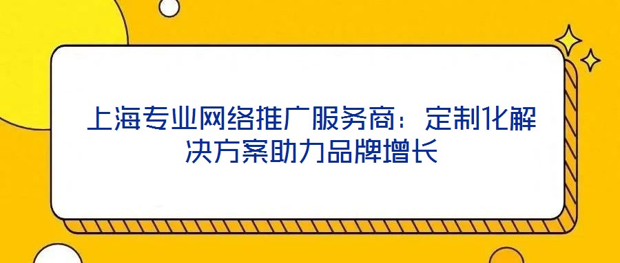 上海專業網絡推廣服務商:定制化解決方案助力品牌增長